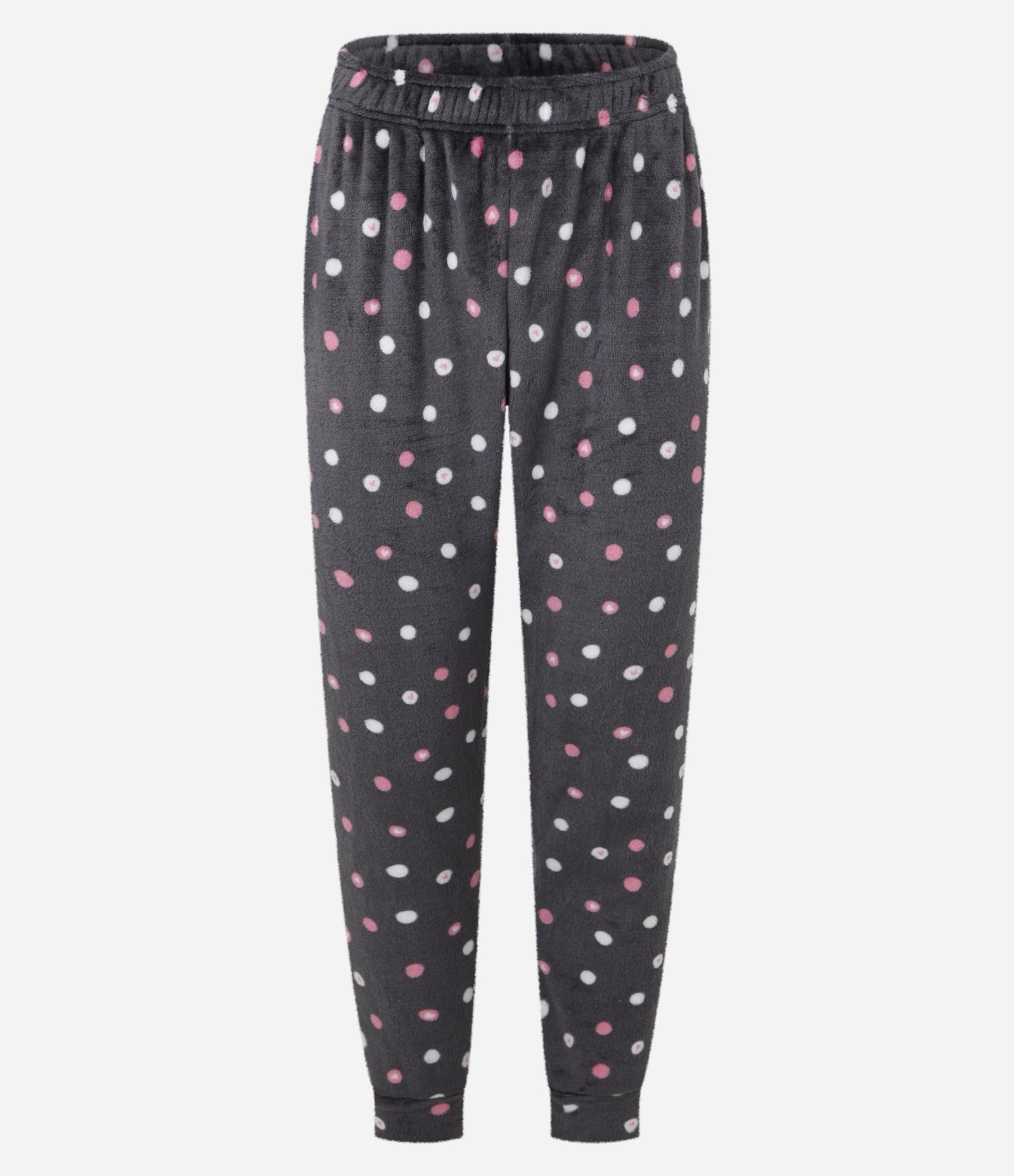 Pijama Longo em Fleece com Bordado de Gatinho e Pizza Branco/Cinza 4