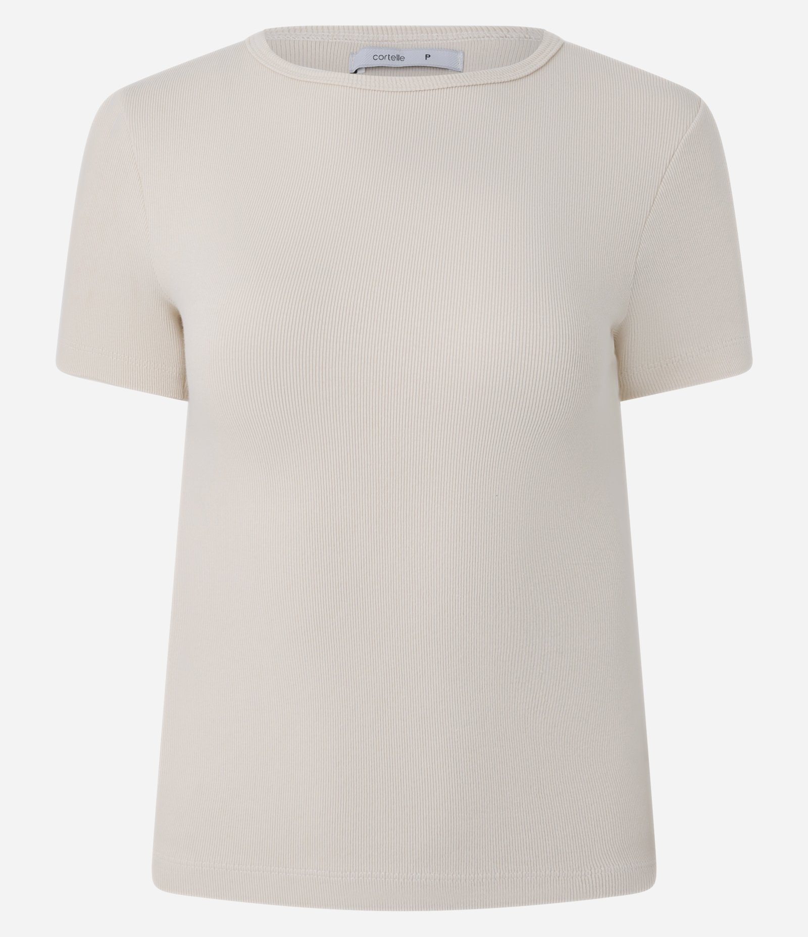 Blusa Básica Ajustada em Ribana com Gola Redonda Bege 8