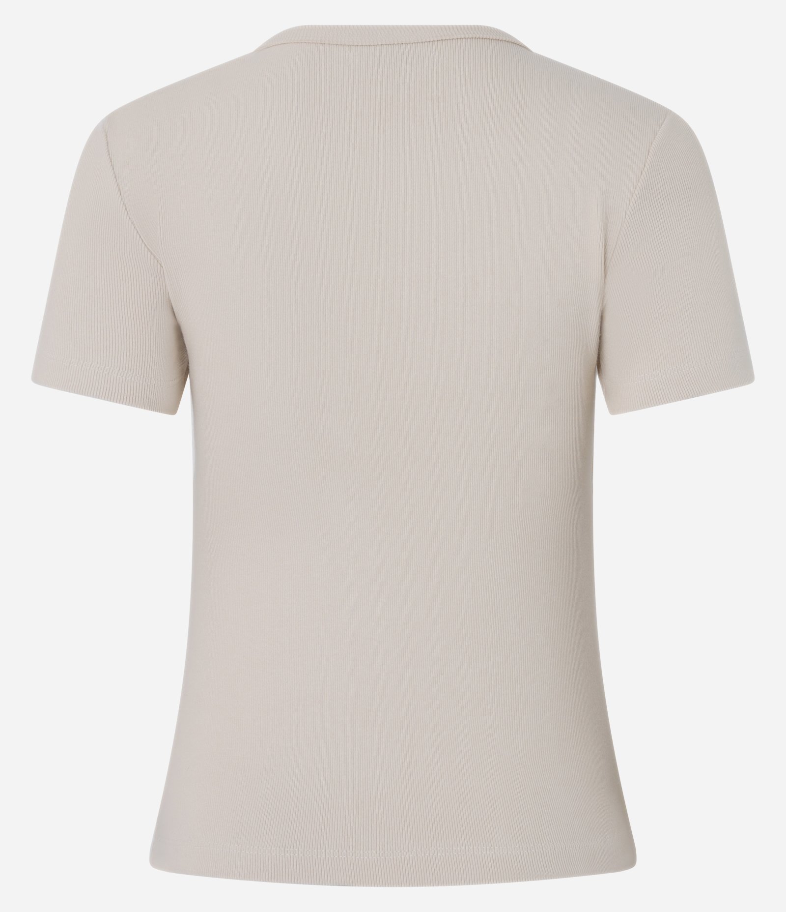 Blusa Básica Ajustada em Ribana com Gola Redonda Bege 10