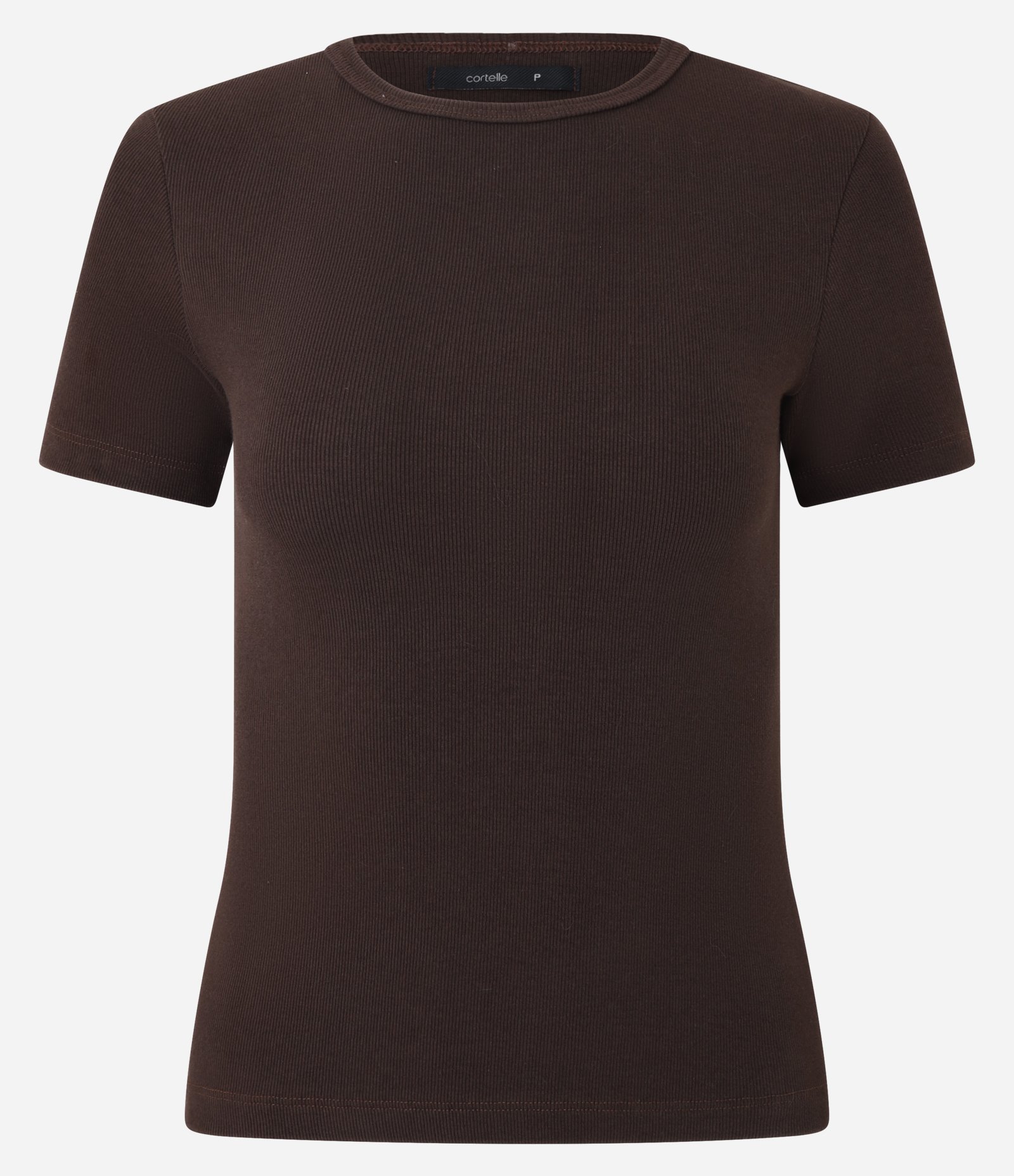 Blusa Básica Ajustada em Ribana com Gola Redonda Marrom 6