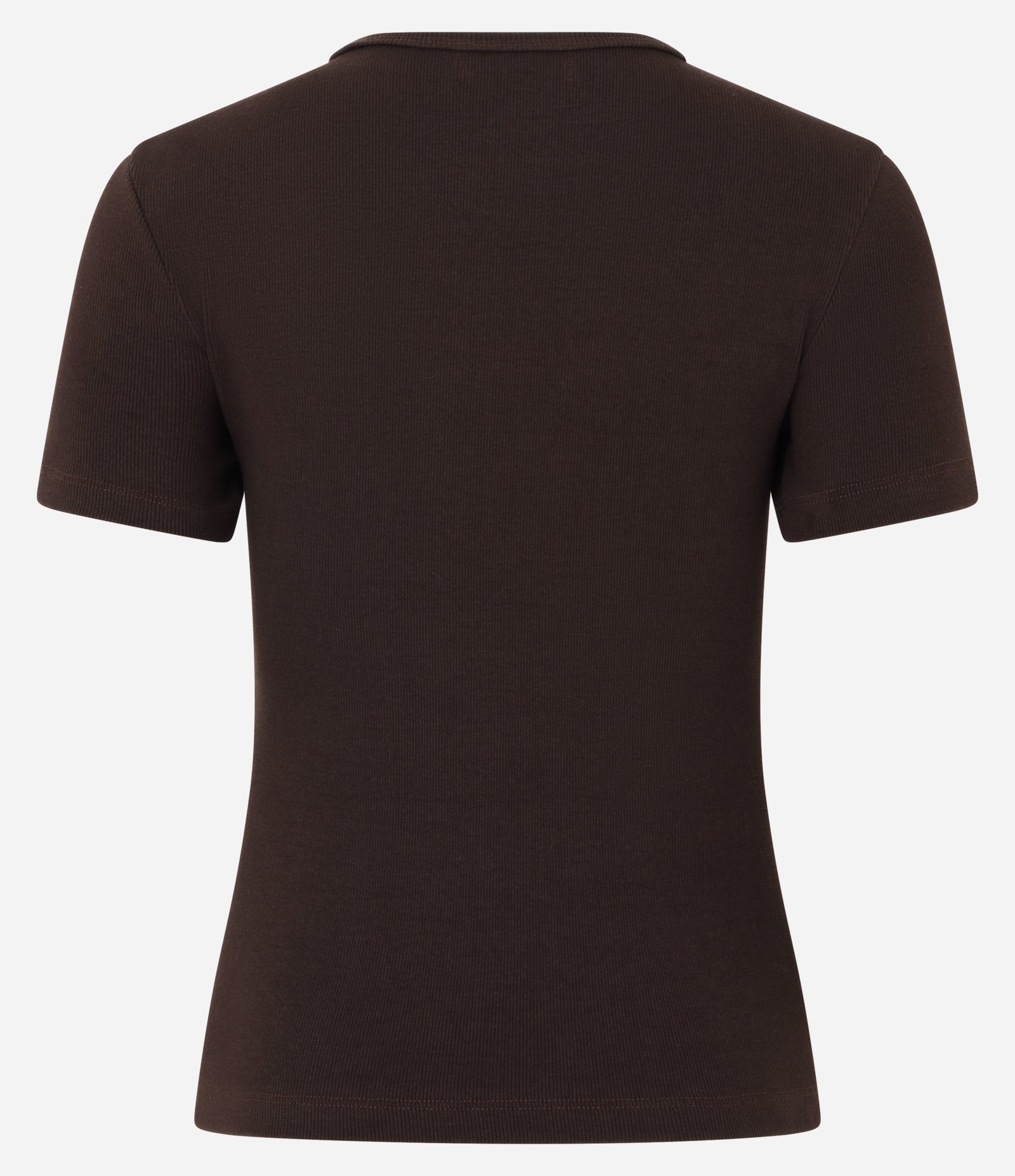 Blusa Básica Ajustada em Ribana com Gola Redonda Marrom 8