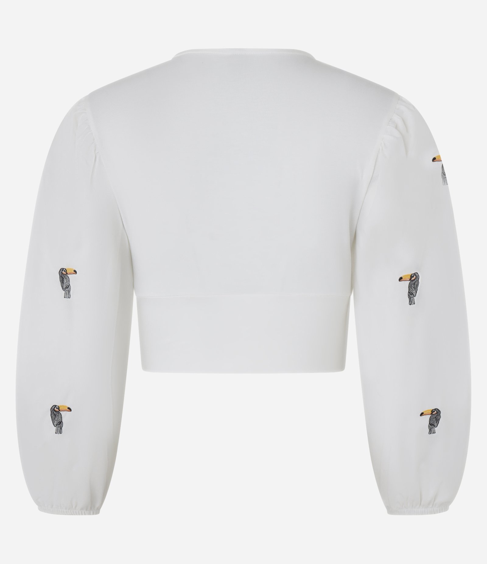 Blusa em Viscose com Manga Bufante e Bordado de Tucaninhos Branco 5