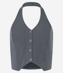 Colete Frente Única em Alfaiataria com Botões e Lastex nas Costas