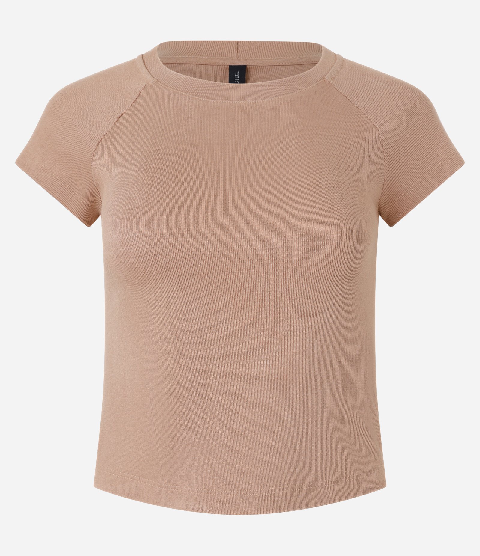Blusa Básica em Ribana com Cava Raglan Marrom Claro 4