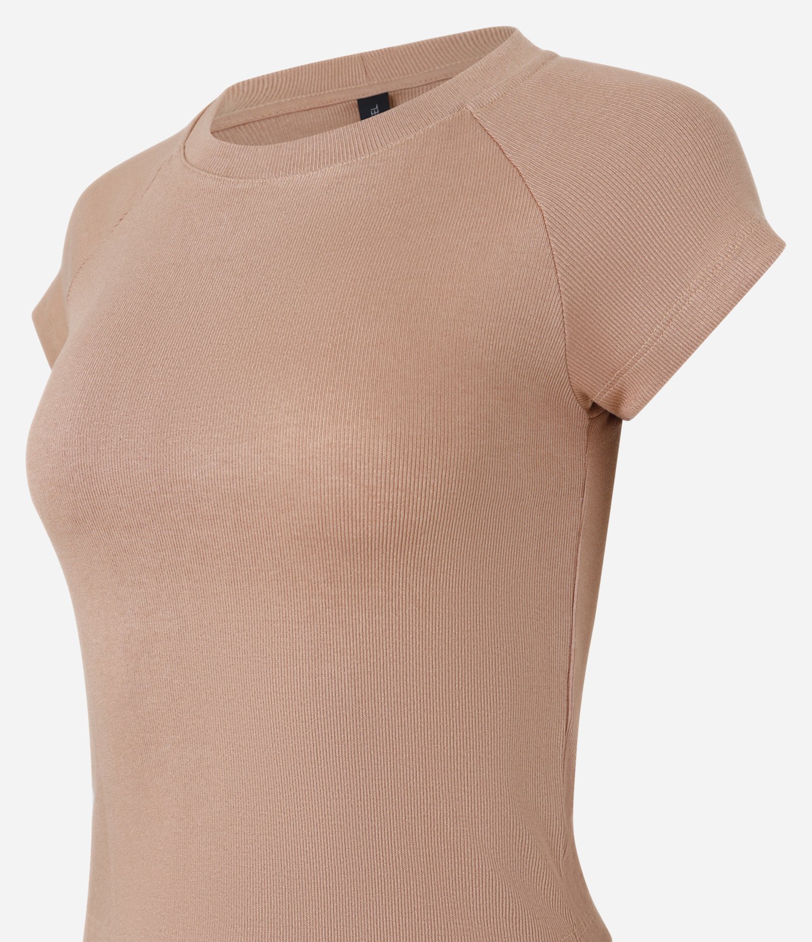 Blusa Básica em Ribana com Cava Raglan Marrom Claro 5