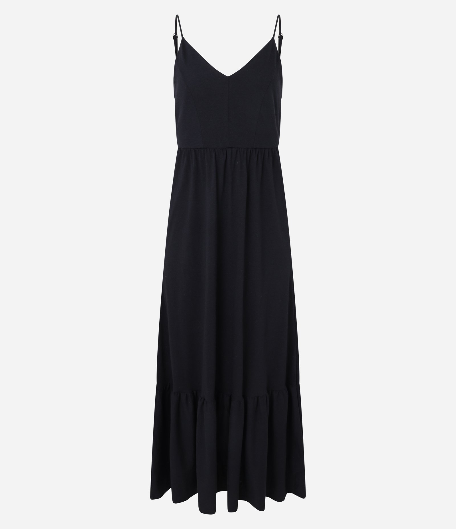 Vestido Long midi em Algodão com Costas Abertas e Babado na Barra Preto 5