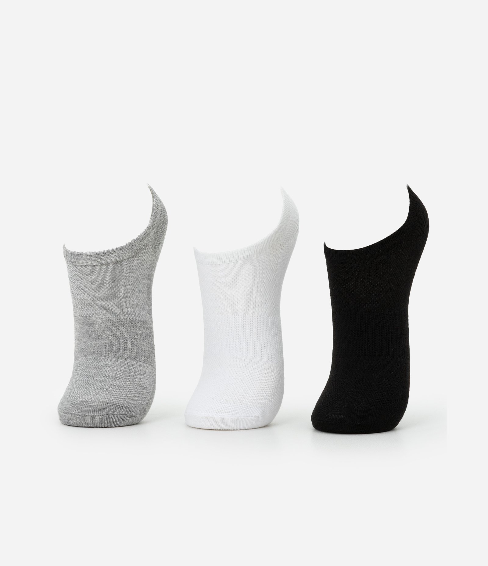 Kit 05 Pares de Meias Esportivas Cano Baixo Básicas Preto/Branco/Cinza 2