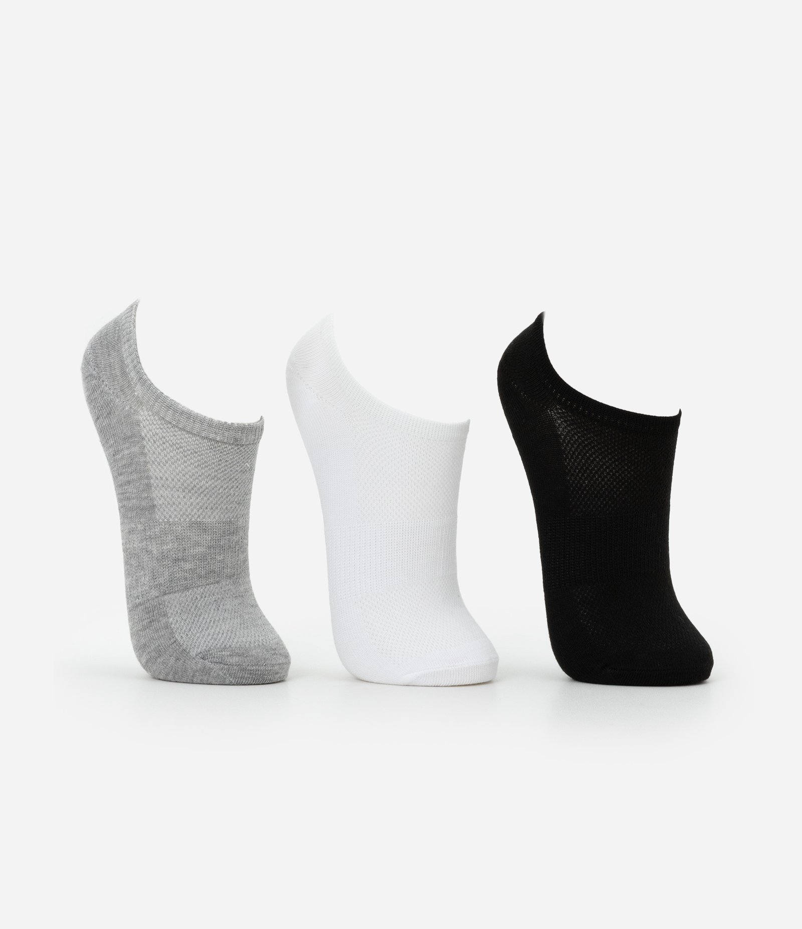 Kit 05 Pares de Meias Esportivas Cano Baixo Básicas Preto/Branco/Cinza 3