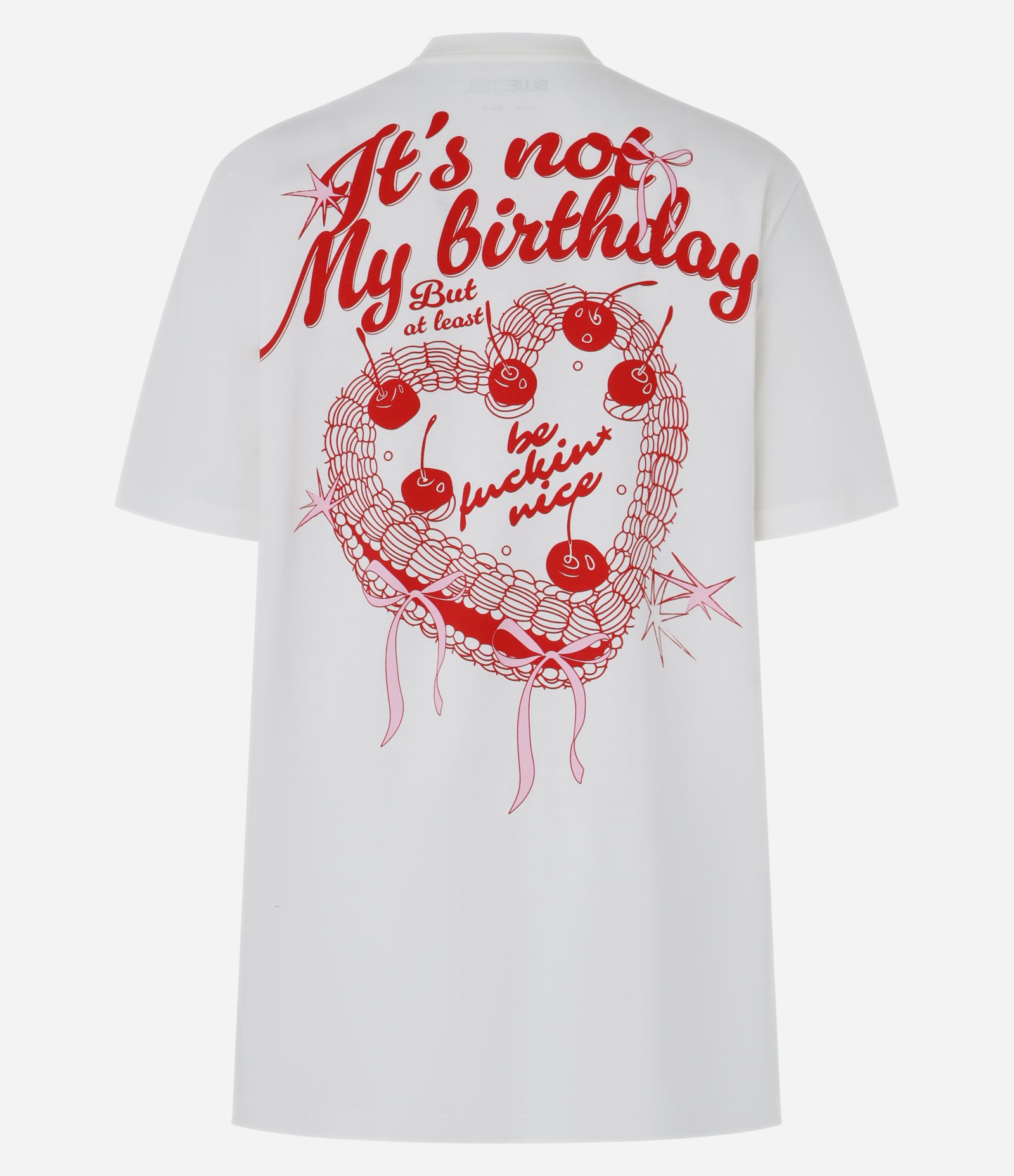 Camiseta T-shirt em Algodão com Estampa Cake Frente e Costas Branco 8