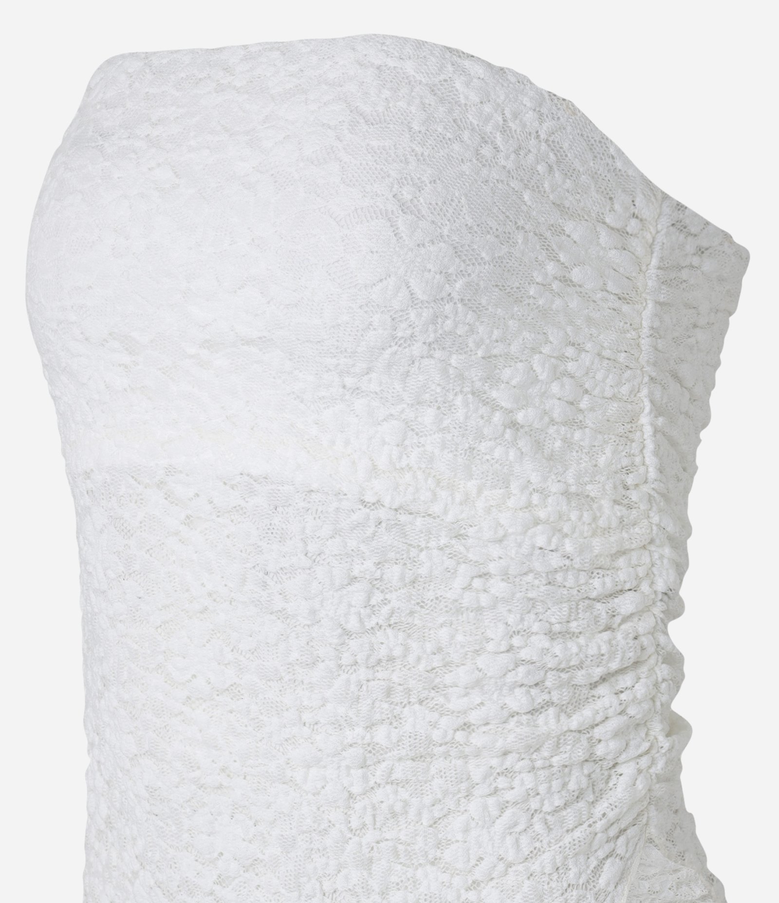 Blusa em Renda Tomara que Caia com Ponta Assimétrica Branco 6