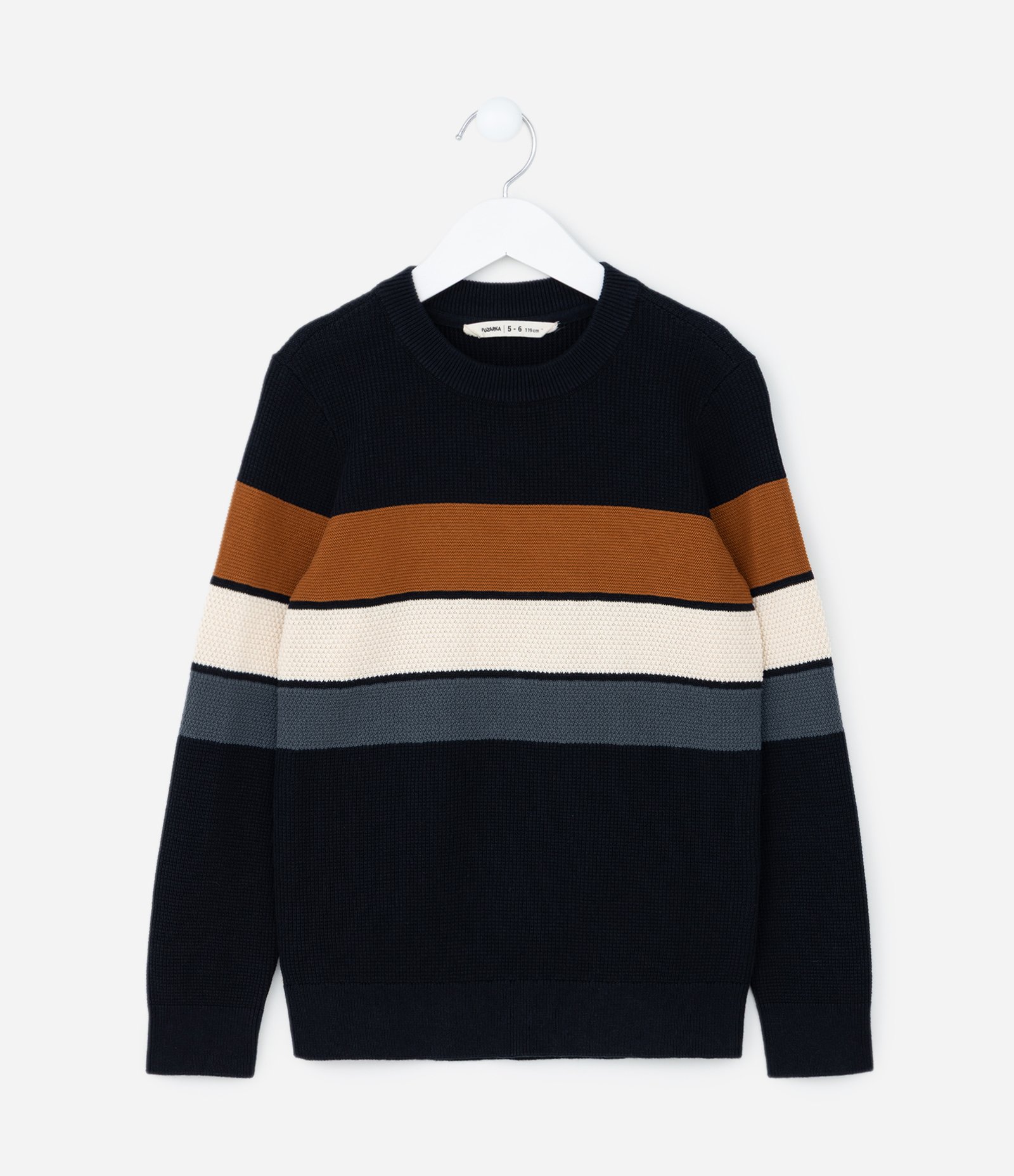 Suéter Infantil Texturizado com Estampa Listrada - Tam 5 a 14 Anos Azul Escuro 2