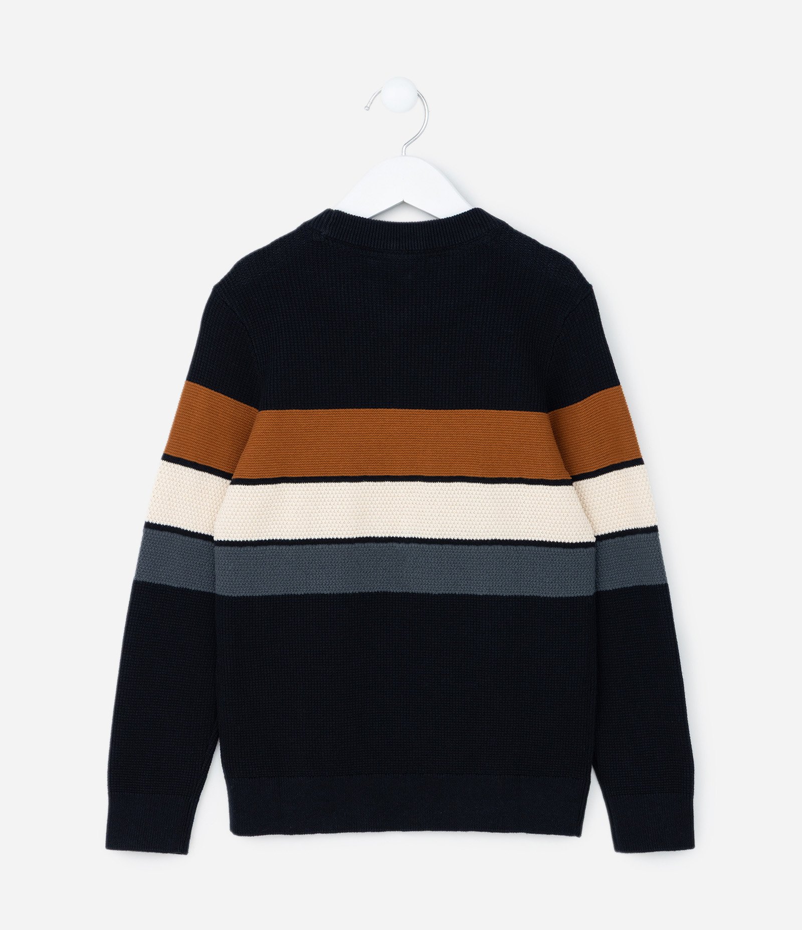 Suéter Infantil Texturizado com Estampa Listrada - Tam 5 a 14 Anos Azul Escuro 3