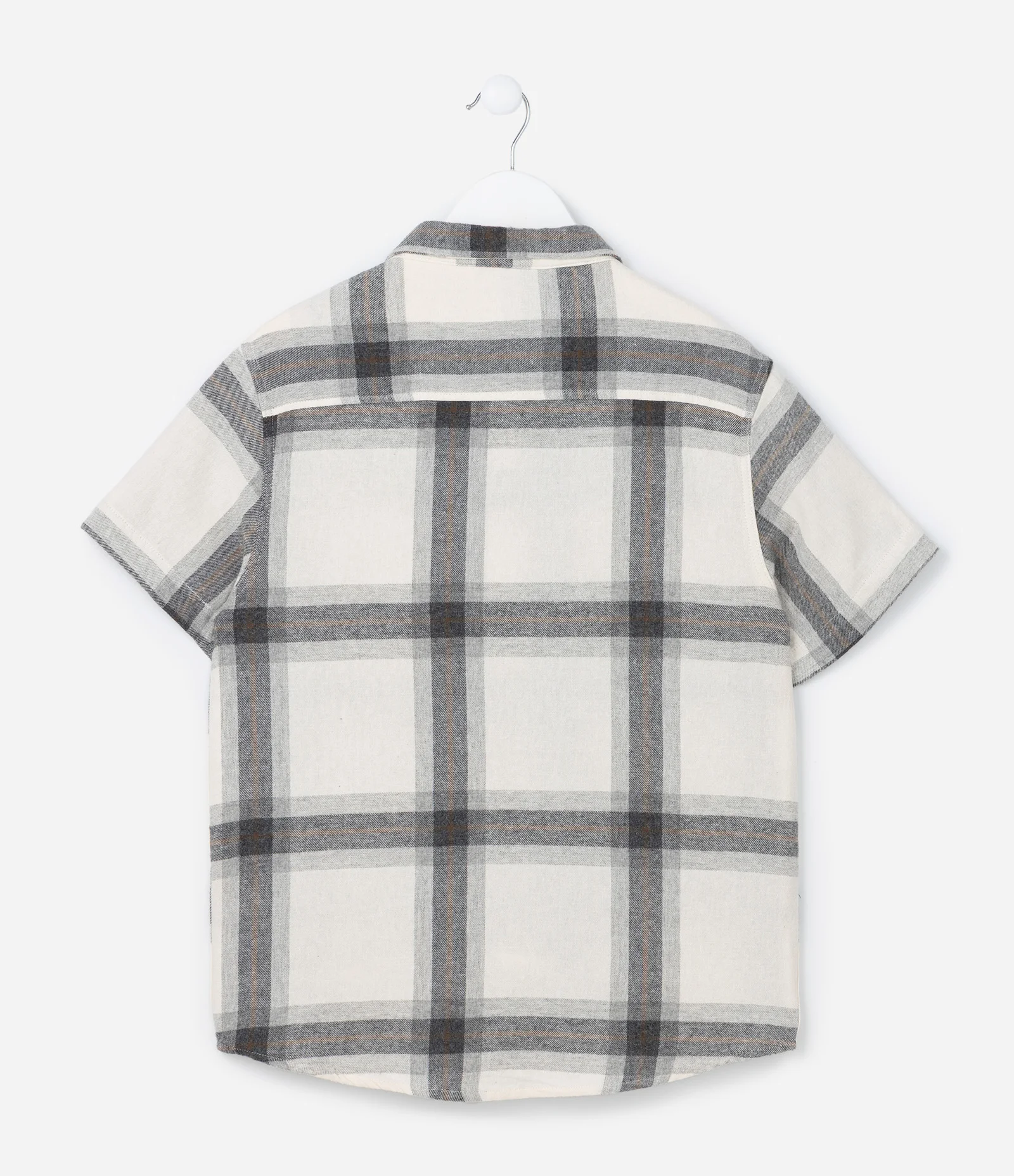 Camisa Infantil em Flanela com Estampa Xadrez - Tam  5 a 14 Anos Cinza/Bege 2