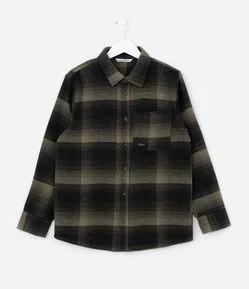 Camisa Infantil em Flanela com Estampa Xadrez - Tam 5 a 14 Anos