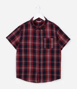 Camisa Infantil em Flanela com Estampa Xadrez - Tam 5 a 14 Anos