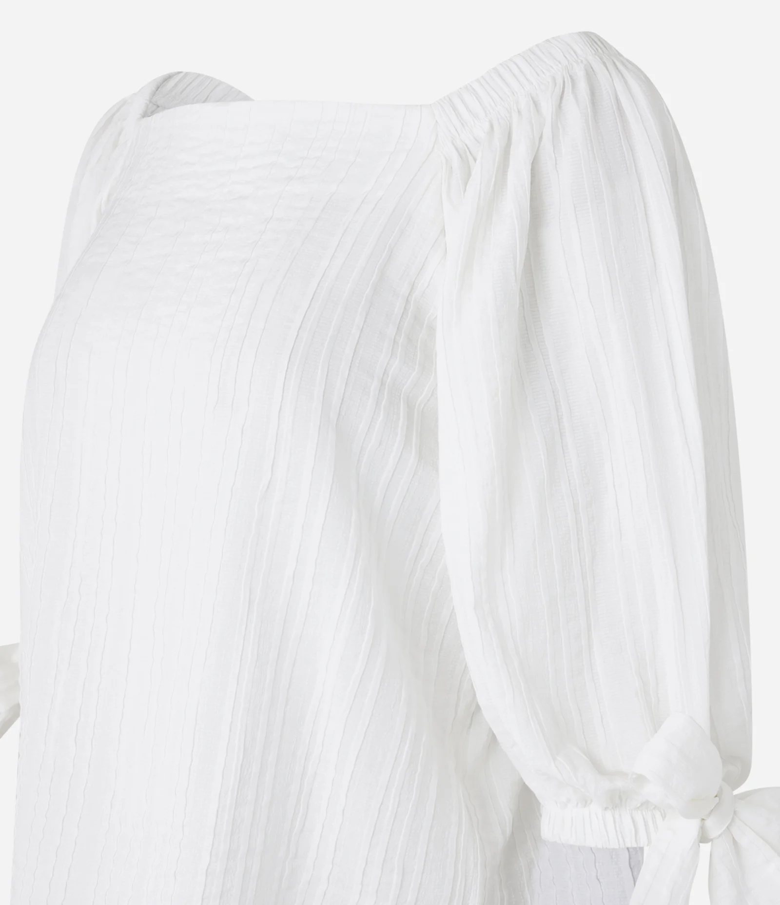 Blusa em Viscose com Decote Quadrado e Manga 3/4 com Amarração nos Punhos Branco 2