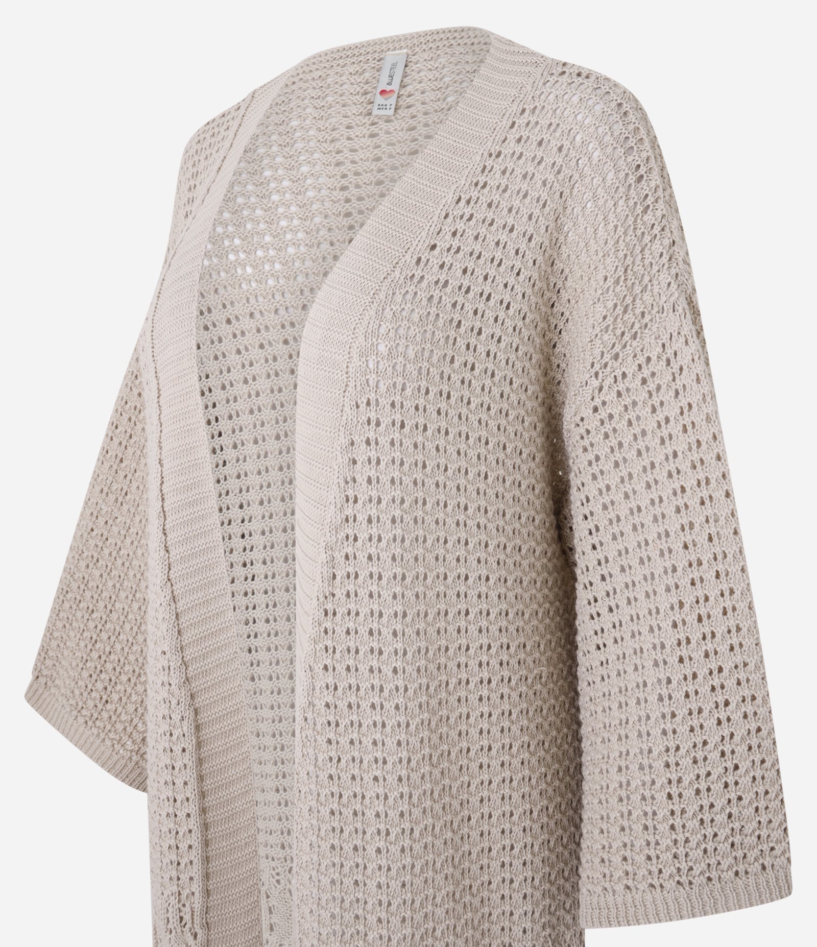 Kimono Alongado em Tricô com Mix de Pontos Bege 5