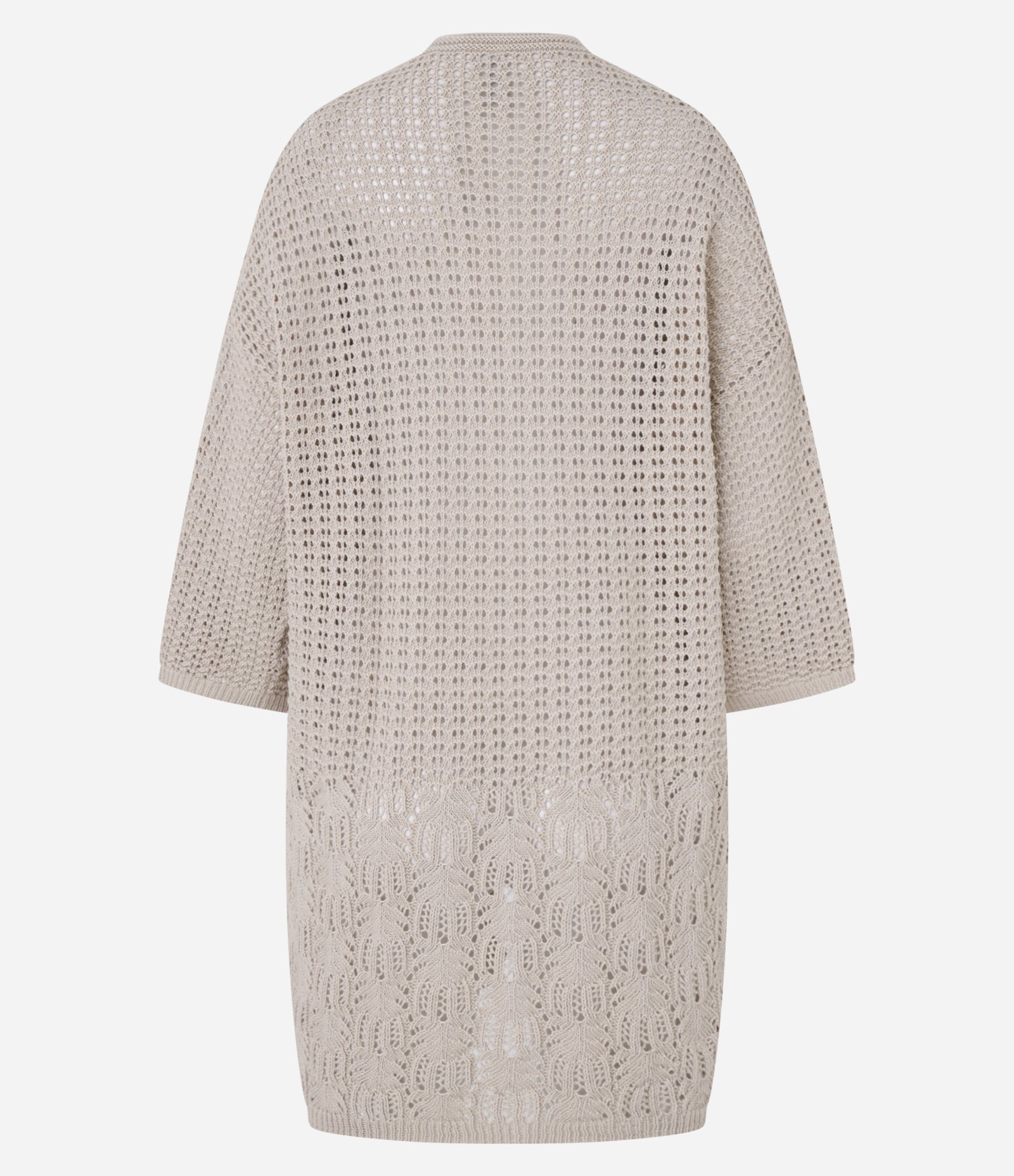 Kimono Alongado em Tricô com Mix de Pontos Bege 6