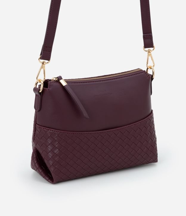 Bolsa Transversal Pequena em PU com Detalhe Texturizado