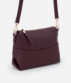 Bolsa Transversal Pequena em PU com Detalhe Texturizado