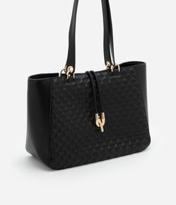 Bolsa Shopper Grande em PU com Detalhes e Superfície Texturizada