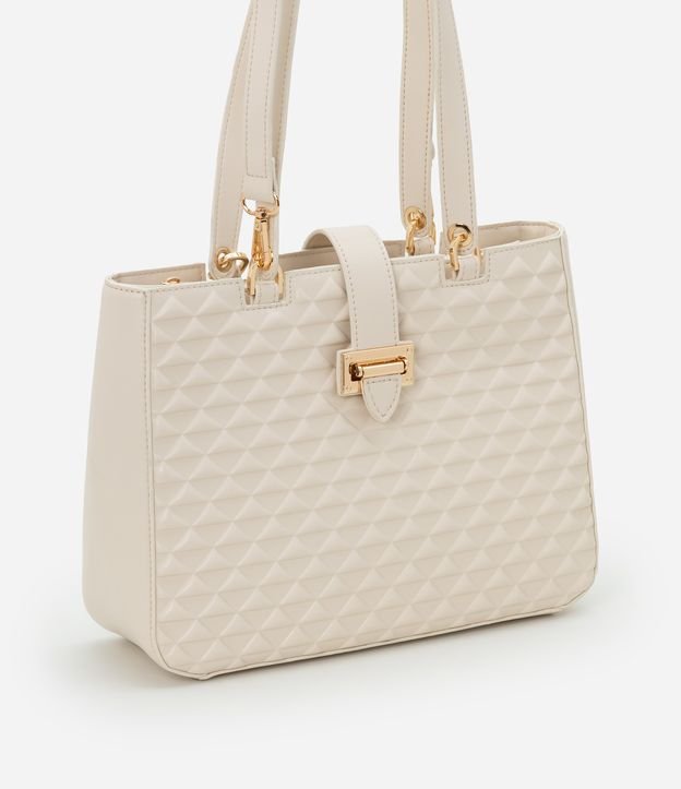 Bolsa Satchel Média em PU com Fivela Frontal e Texturas