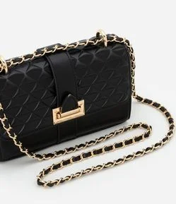 Bolsa Pequena em PU com Alças de Corrente e Fechamento em Fivela Frontal