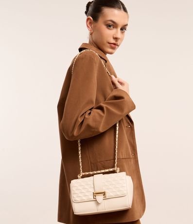 Bolsa Pequena em PU com Alças de Corrente e Fechamento em Fivela Frontal Bolsa Pequena em PU com Alças de Corrente e Fechamento em Fivela Frontal