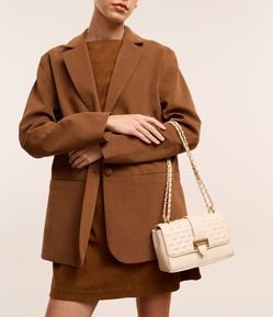 Bolsa Pequena em PU com Alças de Corrente e Fechamento em Fivela Frontal