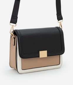 Bolsa Média em PU com Alça Transversal e Detalhe Metalizado