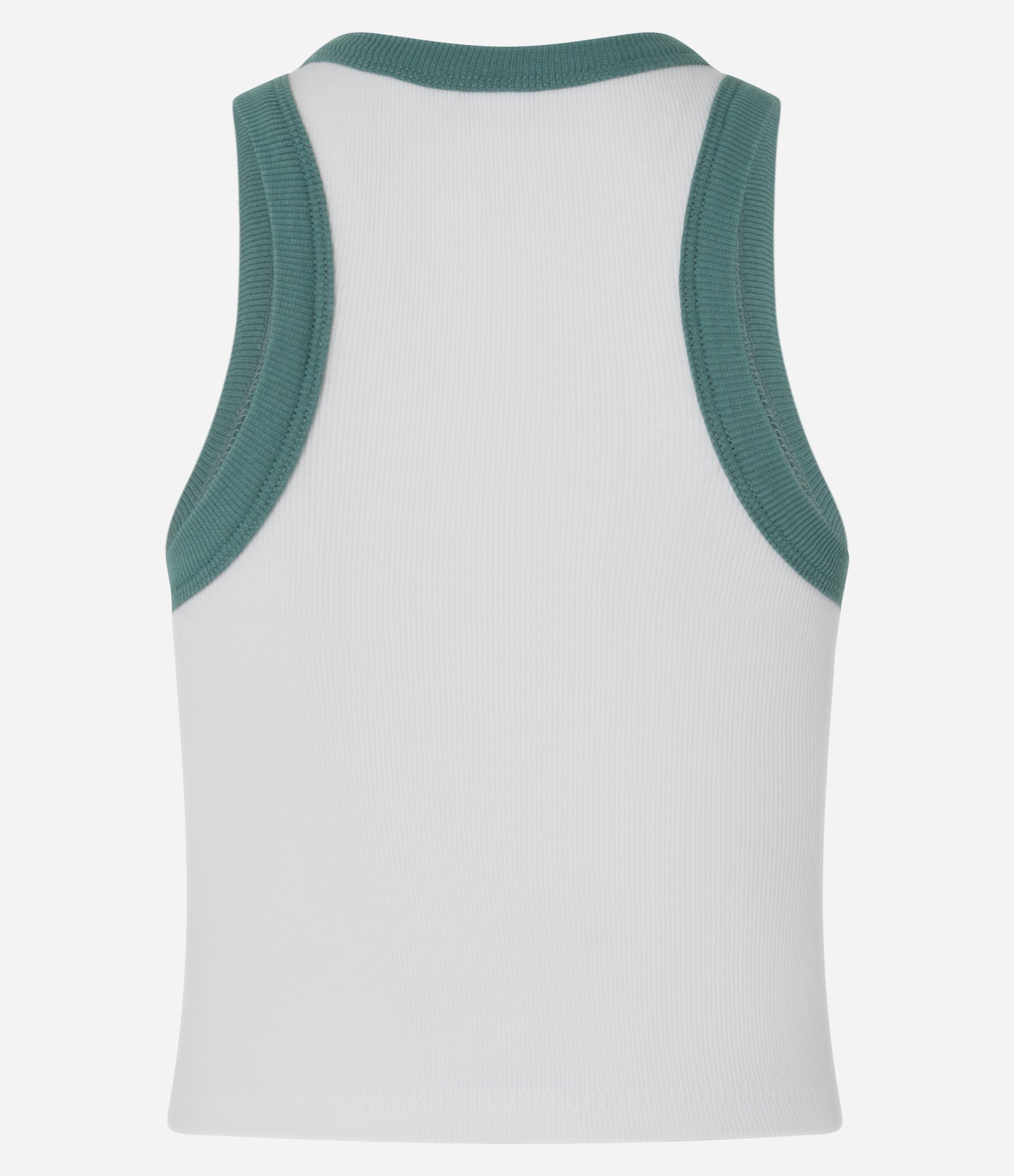 Regata em Algodão com Viés Contrastante e Estampa de Flores Branco/Verde 7