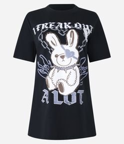 Camiseta T-shirt em Algodão com Estampa Freak Out Coelho