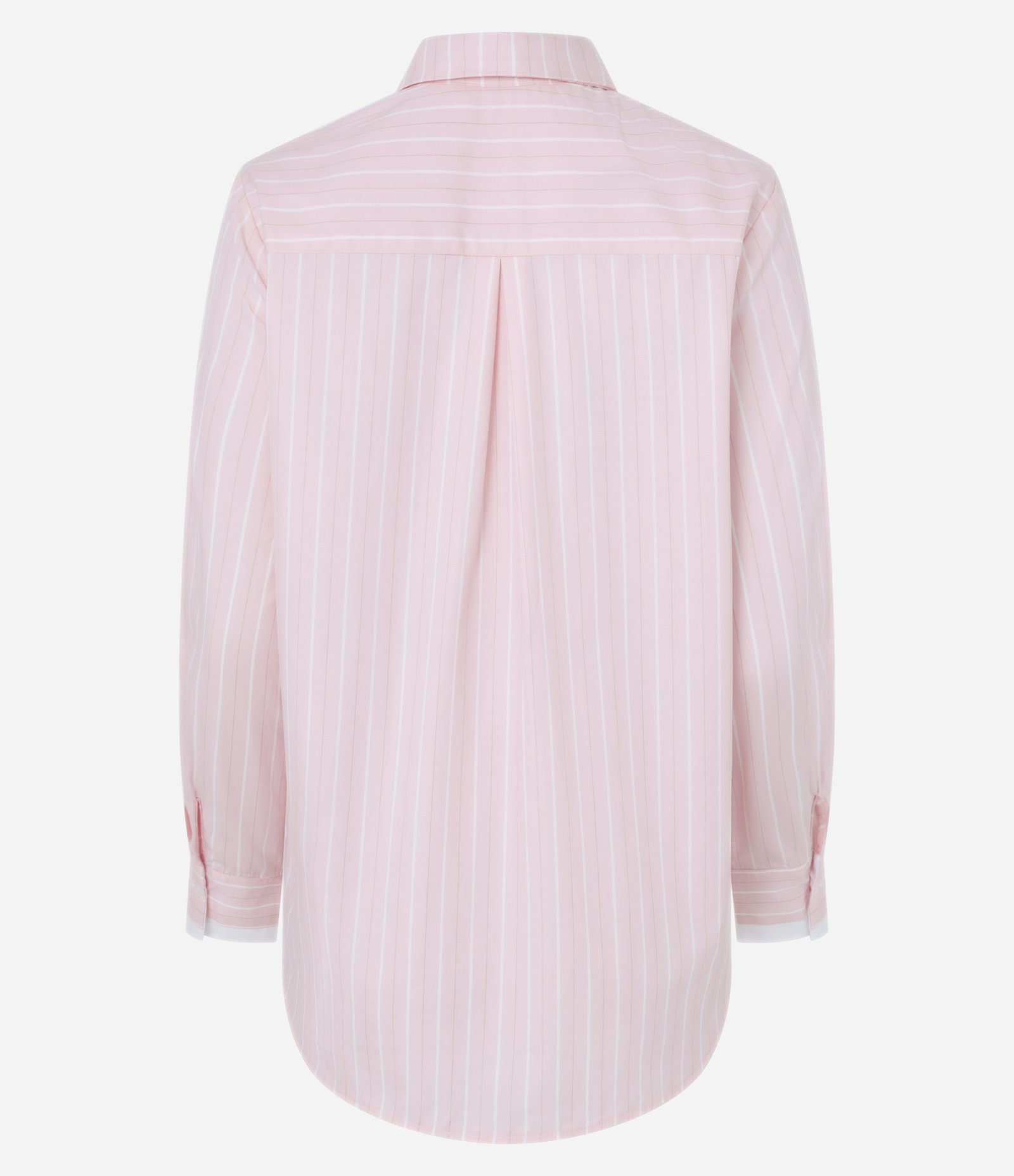 Camisa Alongada em Tricoline com Listras em Fio Tinto Rosa 6
