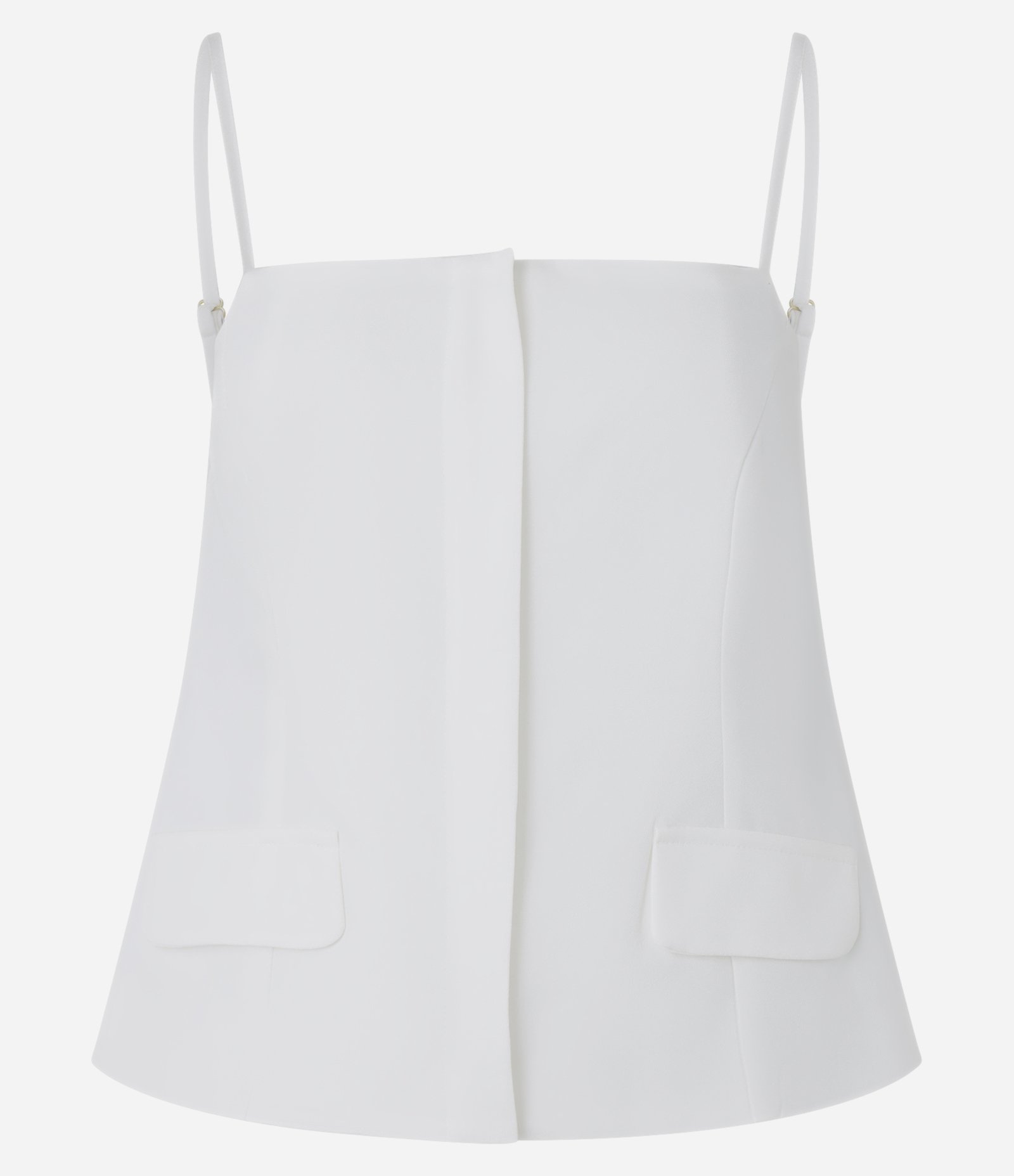 Blusa Alfaiatada de Alça em Crepe com Lapelas Branco 5
