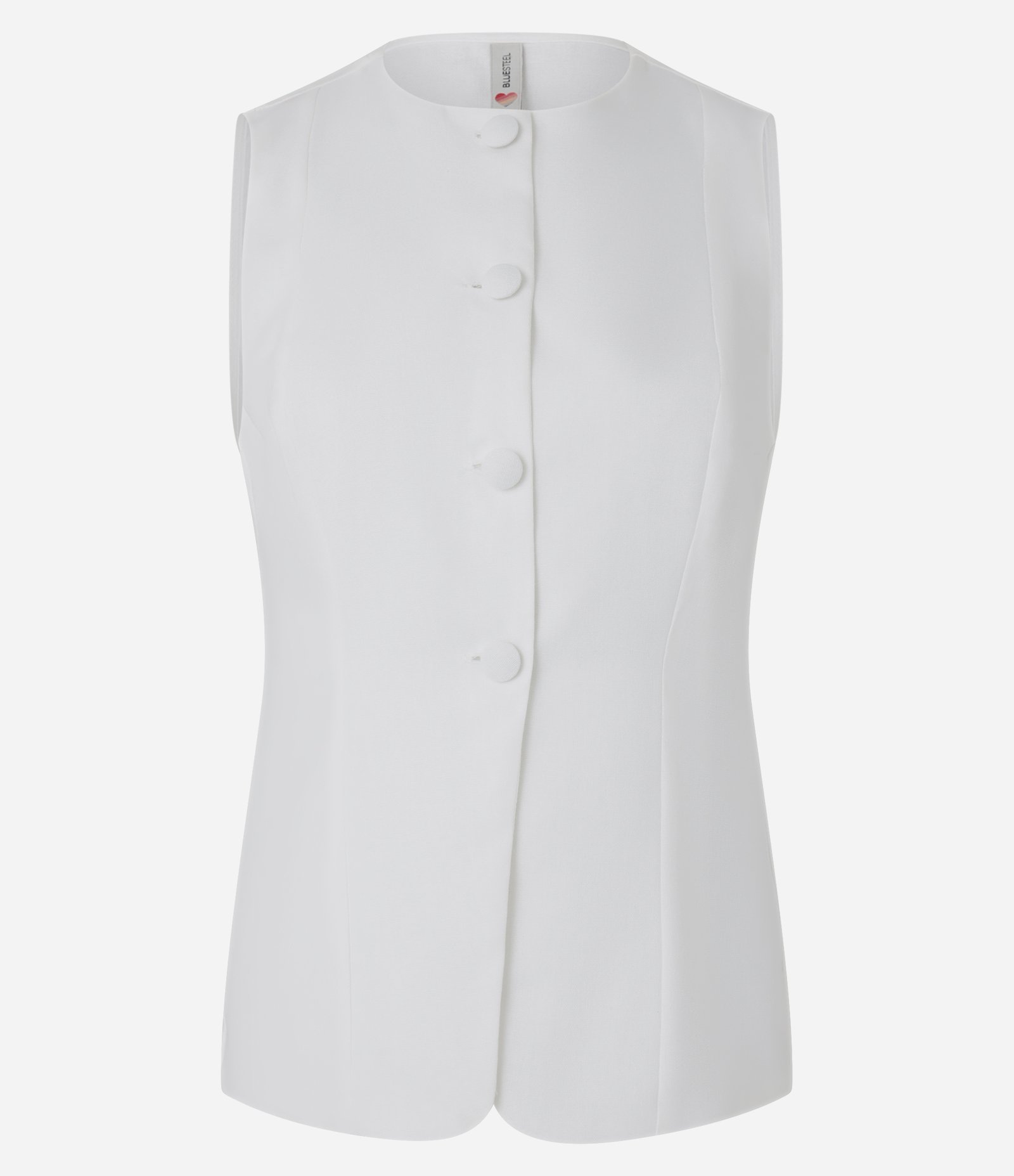 Colete Alongado em Viscolinho com Botões Branco 4