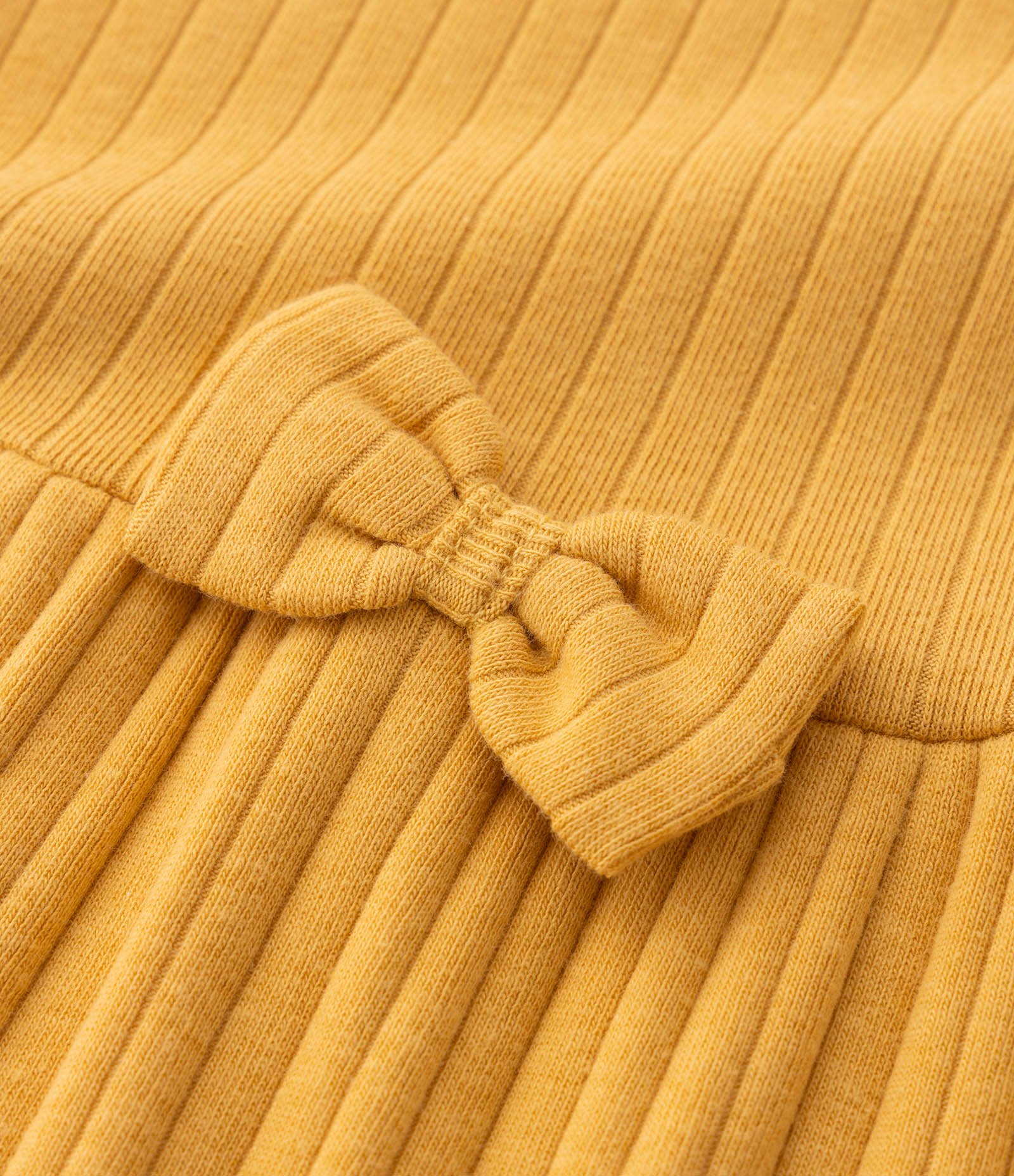 Vestido Infantil Canelado com Lacinho Aplicado - Tam 0 a 18 meses Amarelo 5