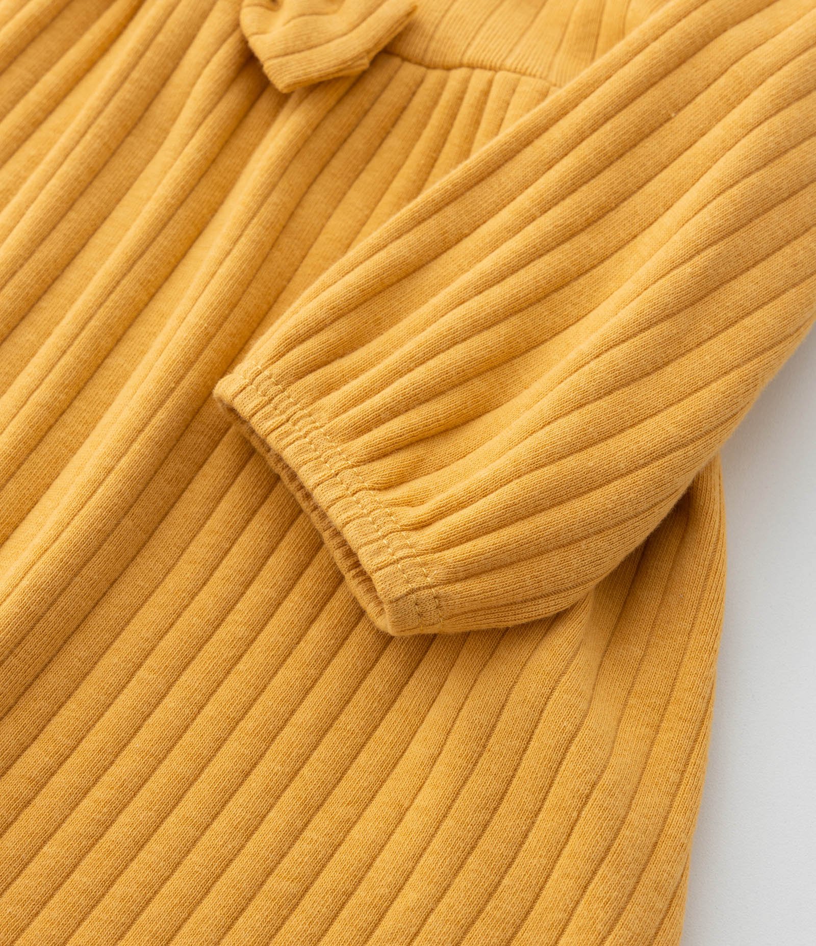 Vestido Infantil Canelado com Lacinho Aplicado - Tam 0 a 18 meses Amarelo 6