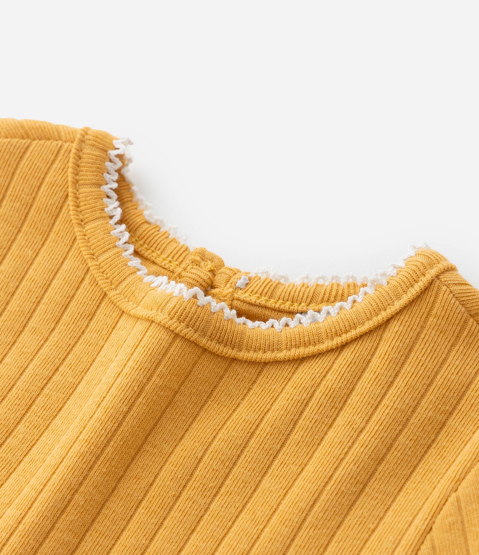 Vestido Infantil Canelado com Lacinho Aplicado - Tam 0 a 18 meses Amarelo 7