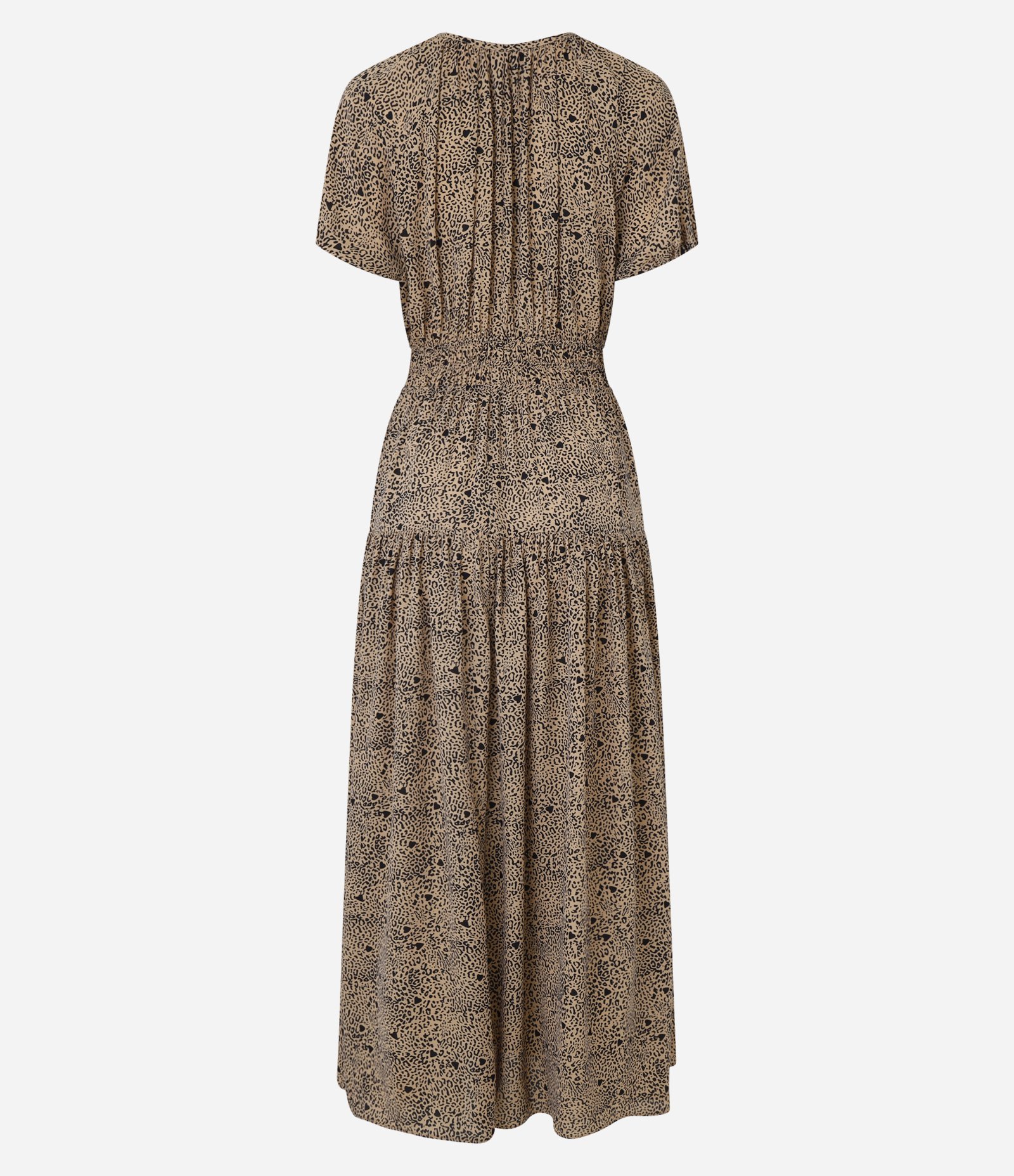 Vestido Midi em Crepe Estampado Animal Print Onça Marrom 5