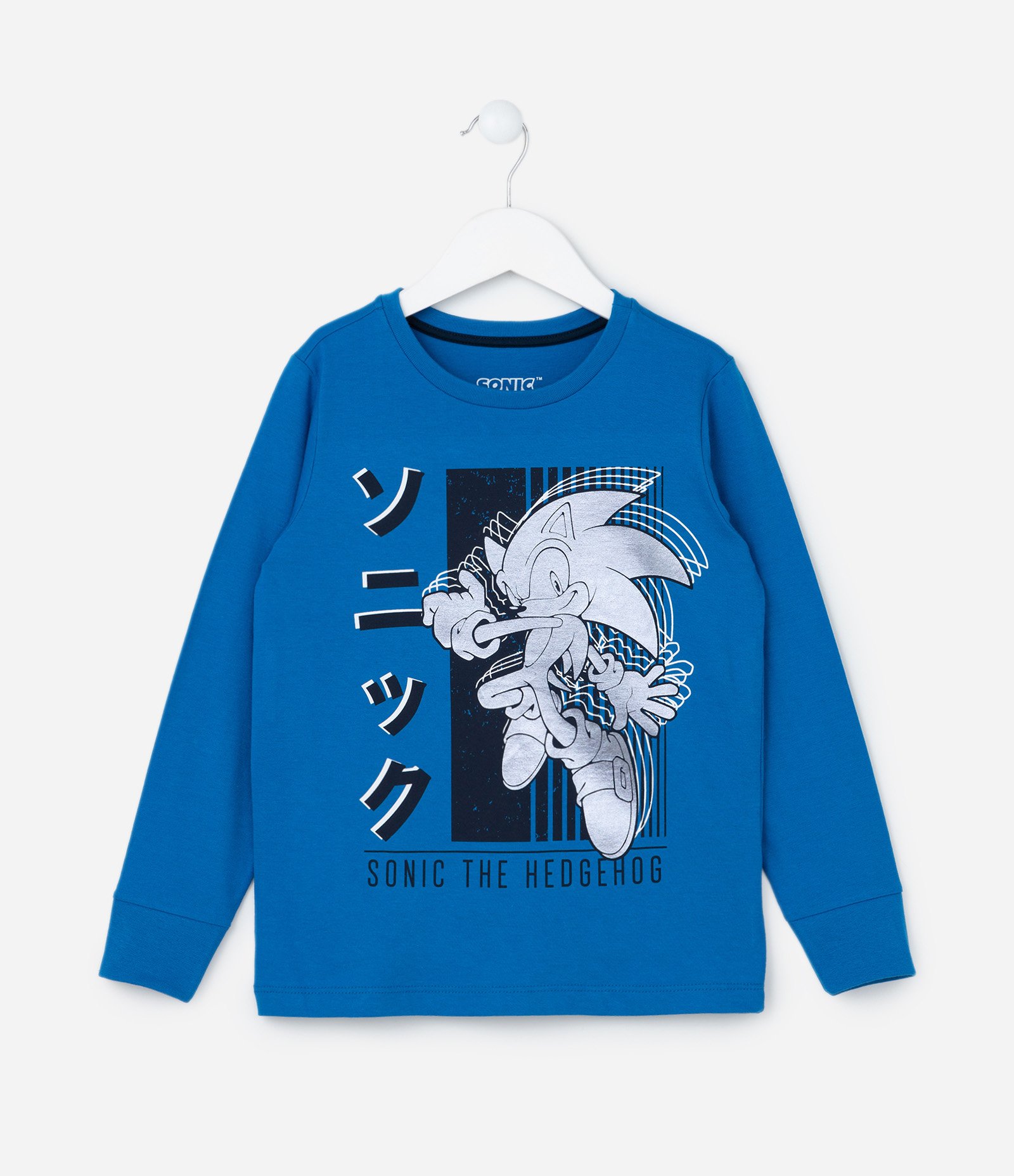 Pijama Infantil em Algodão com Estampa Sonic em Foil - Tam 5 a 14 Anos Azul 2