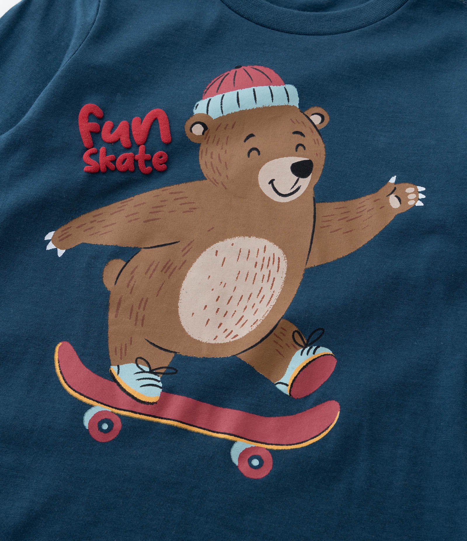 Pijama Infantil em Algodão com Estampa Ursinho Skatista - Tam 2 a 4 Anos Azul 10