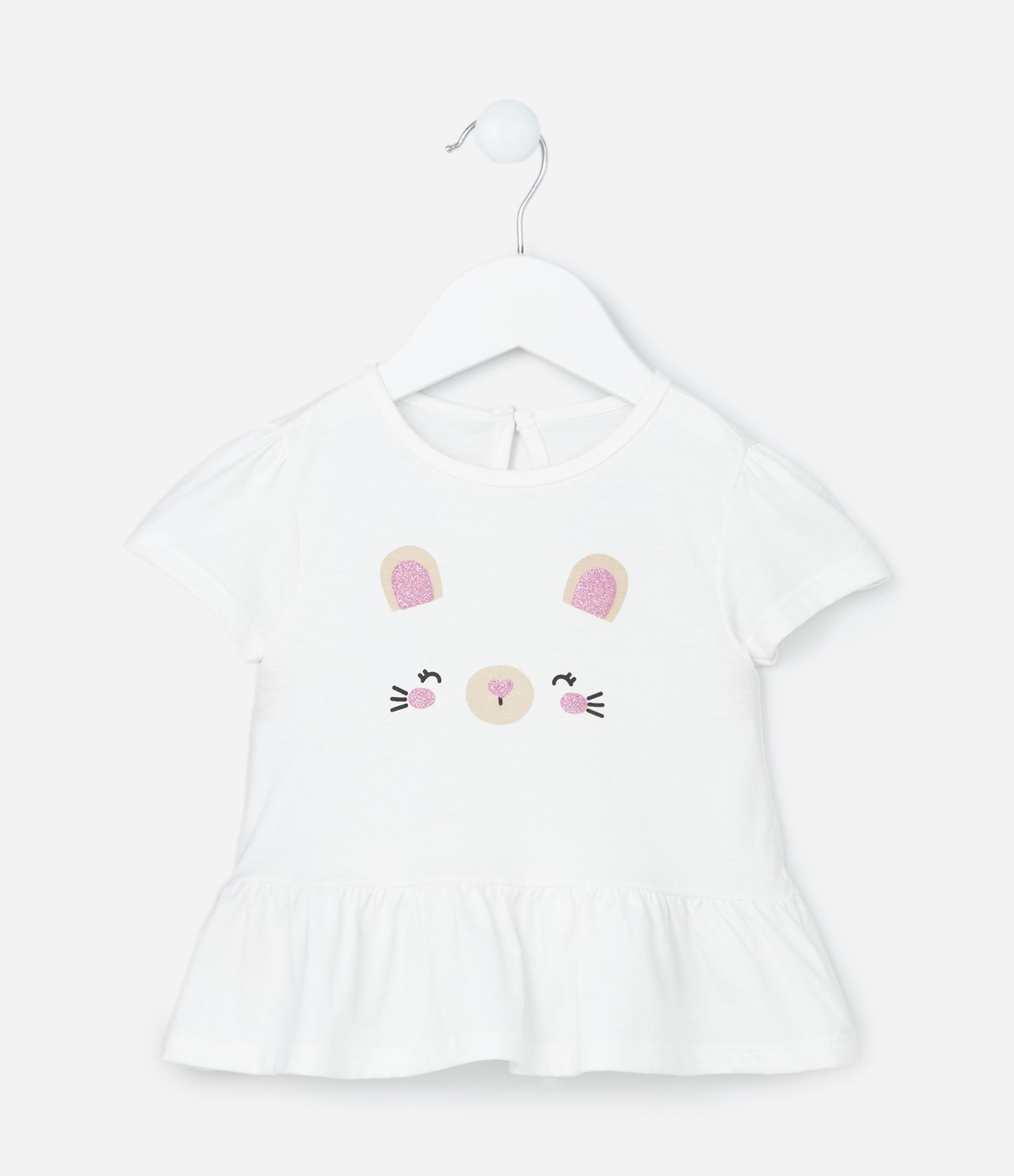 Conjunto Infantil com Estampa Poá e Carinha de Bichinho - Tam 0 a 18 meses Branco/Verde 2