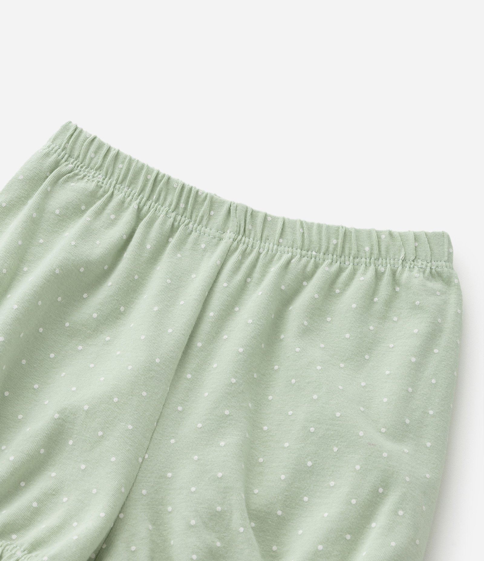 Conjunto Infantil com Estampa Poá e Carinha de Bichinho - Tam 0 a 18 meses Branco/Verde 7