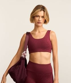 Top Esportivo em Microfibra com Textura Animal Print