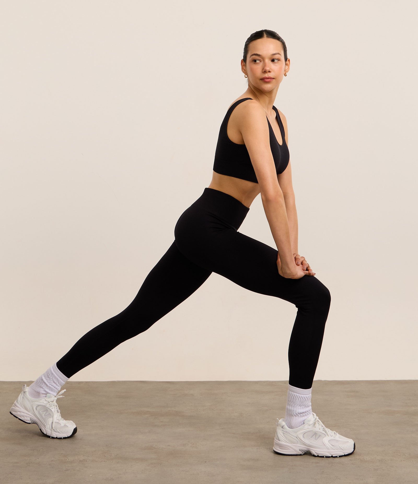 Calça Legging Esportiva em Poliamida Seamless com Efeito Jacquard Preto 1