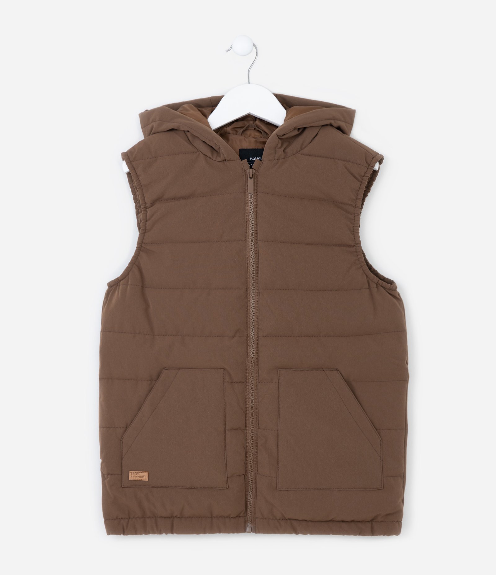 Colete Infantil em Microfibra com Capuz - Tam 5 a 14 Anos Marrom 1