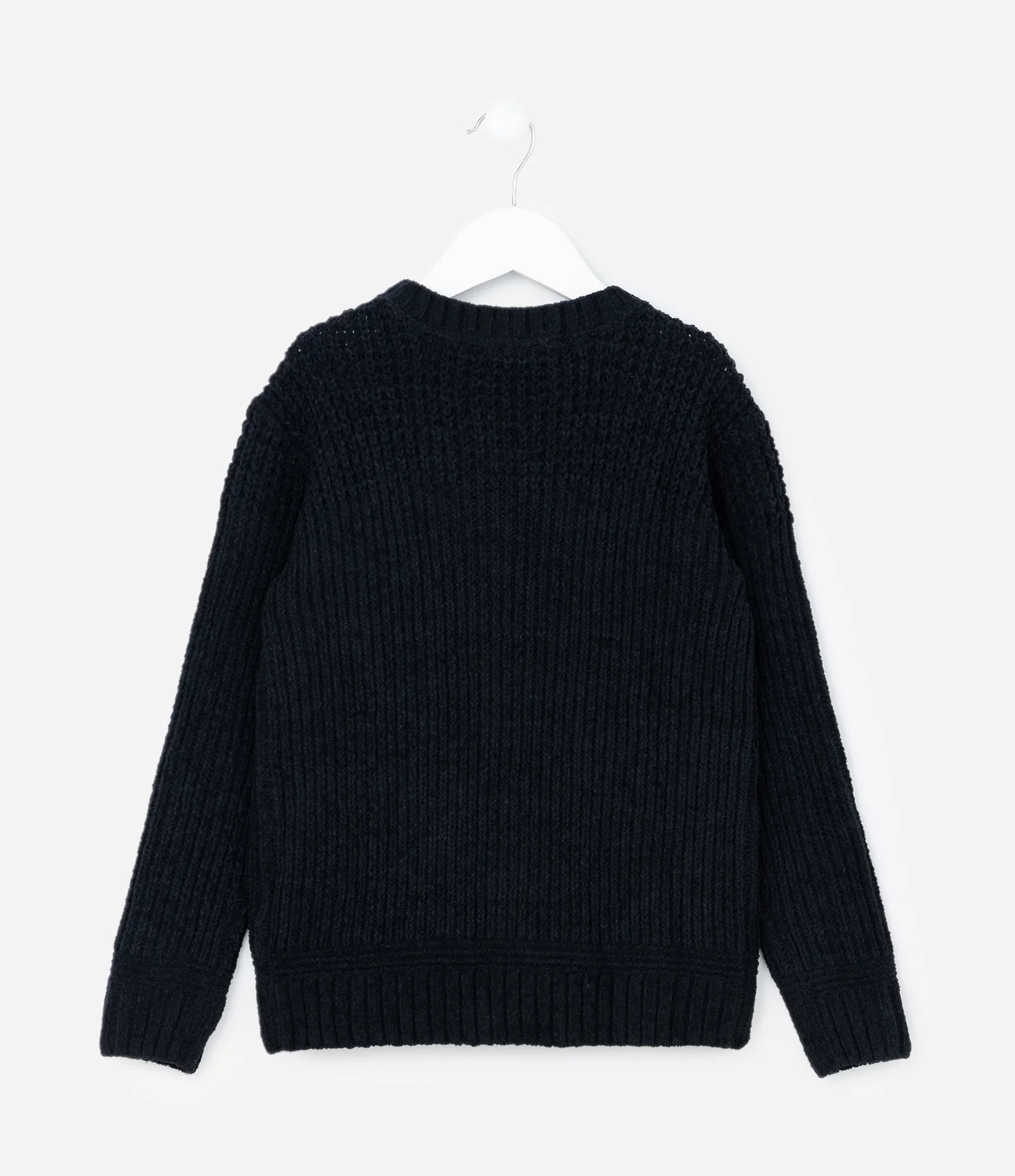 Suéter Infantil em Chenille Texturizado - Tam 5 a 14 Anos Preto 2