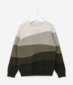 Suéter Infantil com Estampa Ondas Contrastantes - Tam 5 a 14 Anos