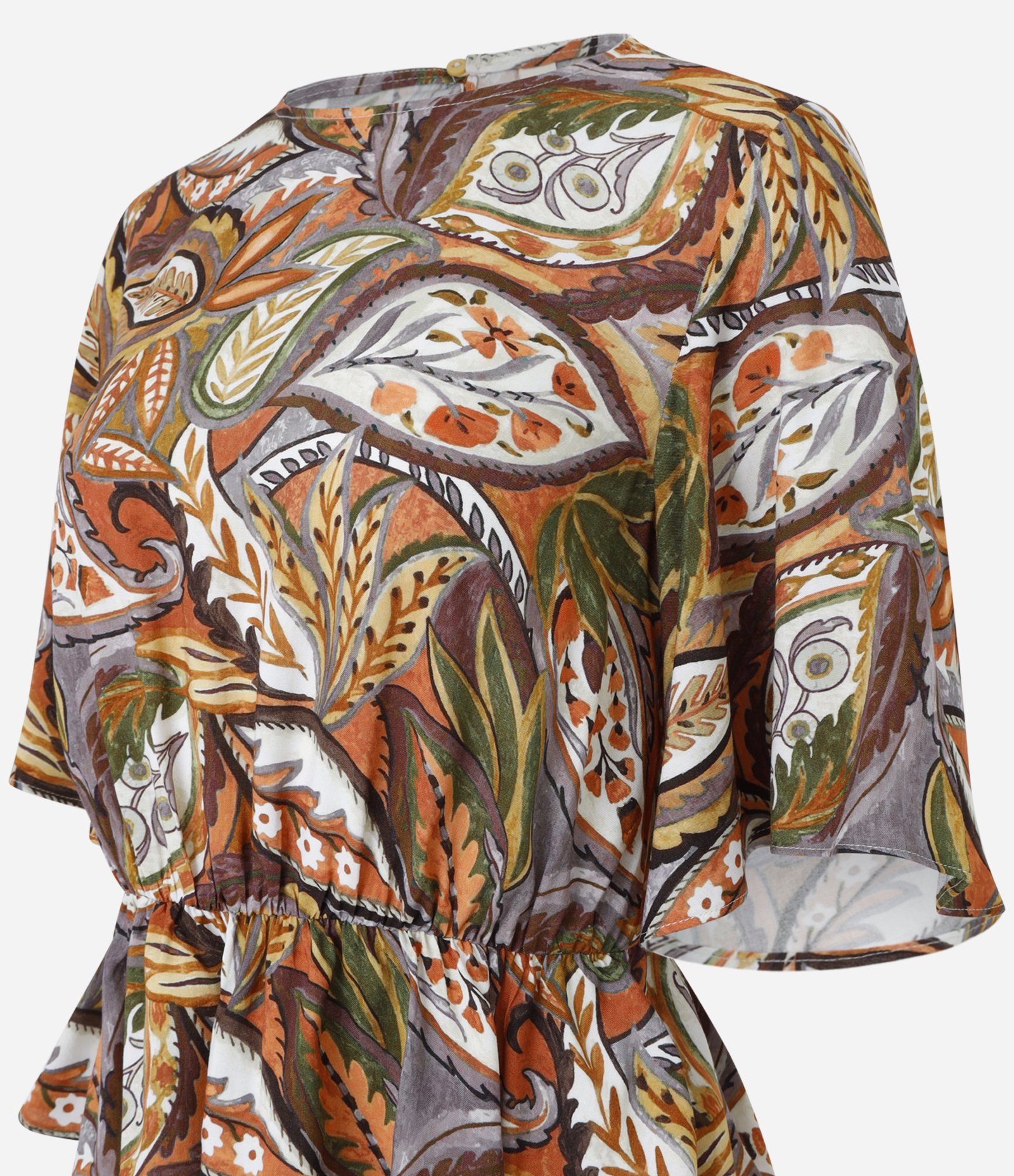 Blusa em Viscose com Ajuste na Cintura e Estampa Paisley Multicores 5