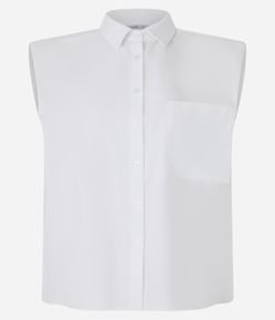 Camisa Sem Manga em Tricoline com Bolso no Peito